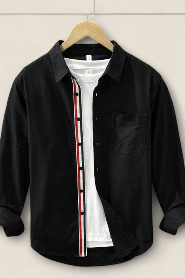 Adrien - Striped Cotton Shirt with Contrast Details