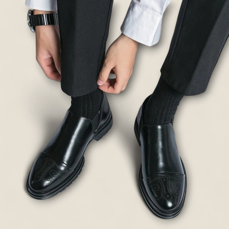 Alessio - Leather Loafers with Cap-Toe Design