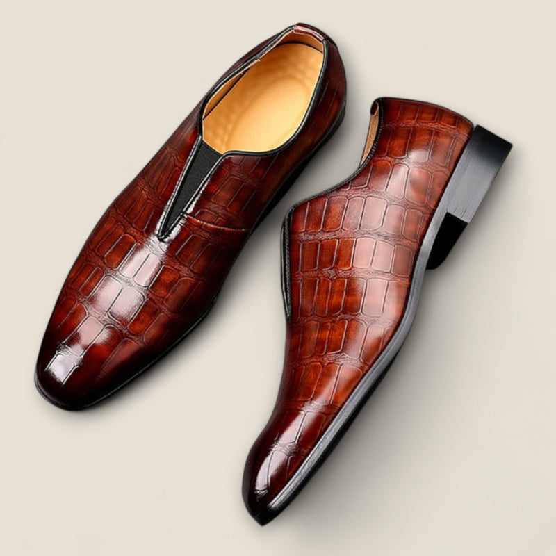 Salvatore - Embossed Leather Loafers