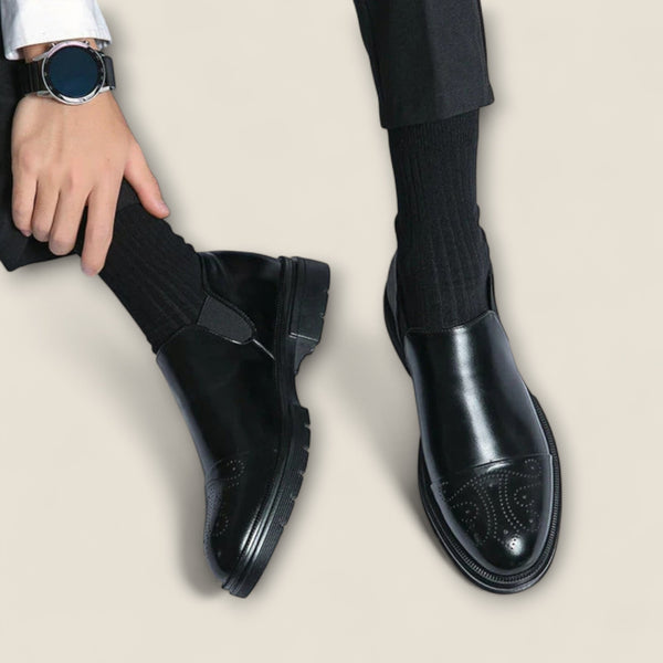 Alessio - Leather Loafers with Cap-Toe Design