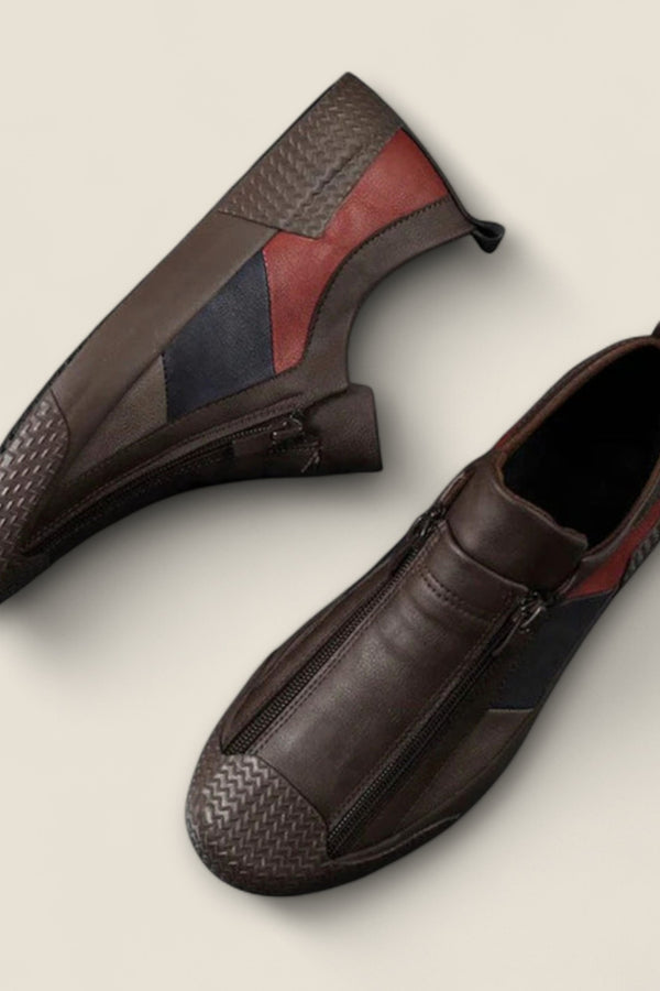 Lorenzo - Leather Slip-On Shoes with Panel Design