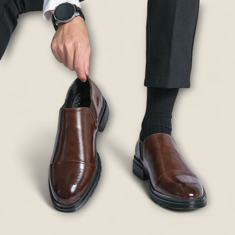 Alessio - Leather Loafers with Cap-Toe Design