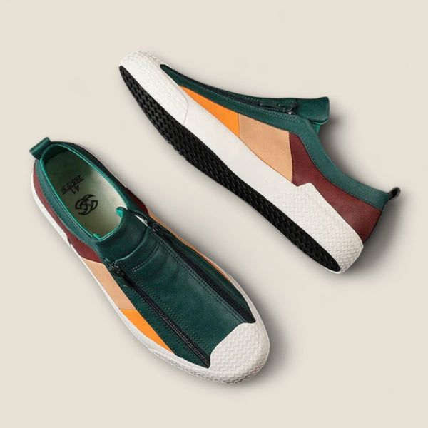Lorenzo - Leather Slip-On Shoes with Panel Design