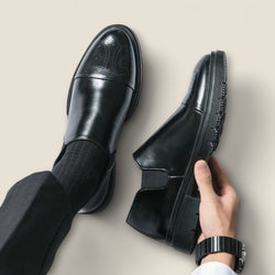 Alessio - Leather Loafers with Cap-Toe Design