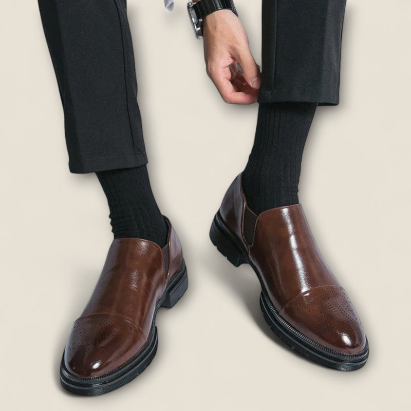 Alessio - Leather Loafers with Cap-Toe Design
