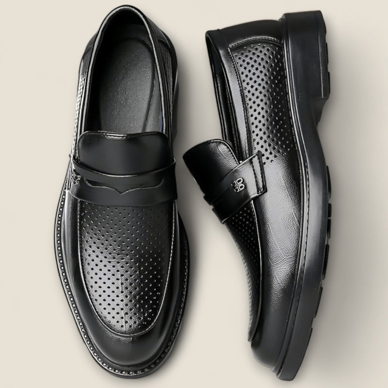 Leonardo - Perforated Leather Slip-On Shoes