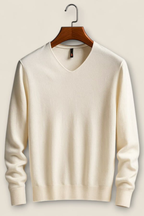 Alessio - V-Neck Sweater in Wool-Cashmere Blend