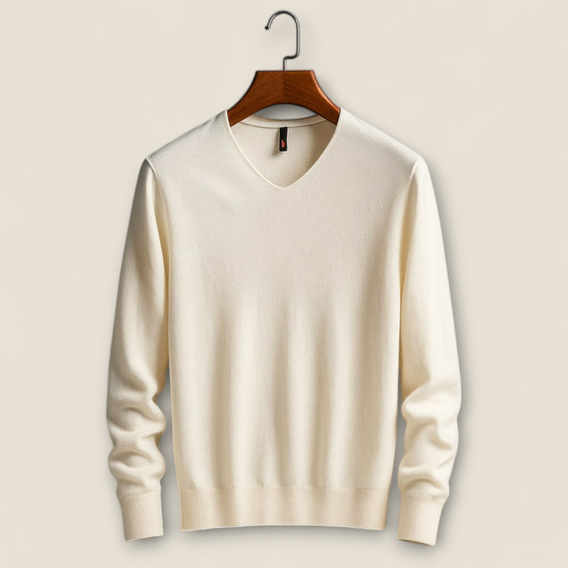 Alessio - V-Neck Sweater in Wool-Cashmere Blend