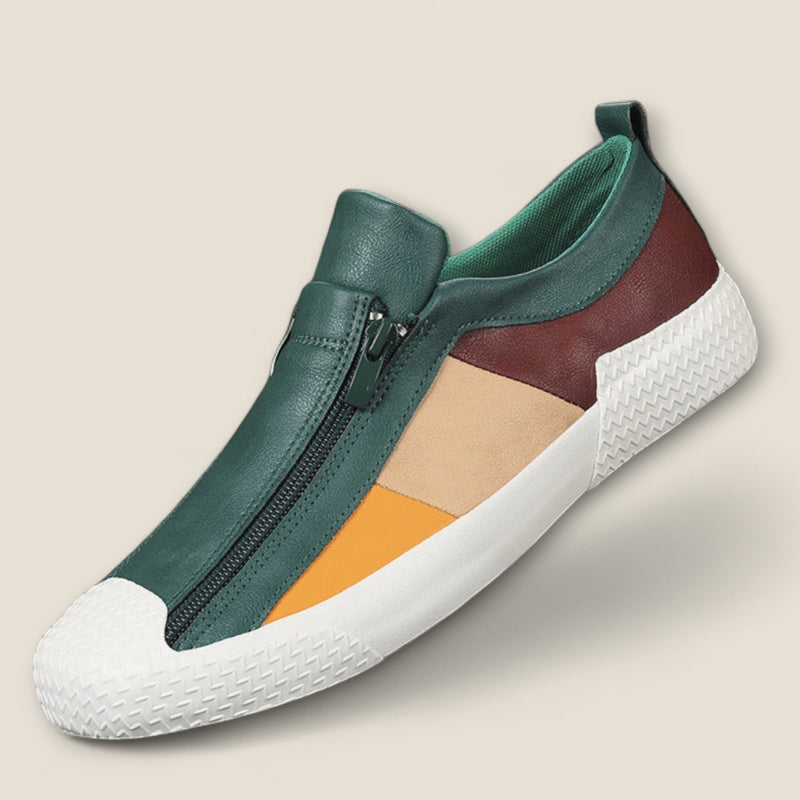 Lorenzo - Leather Slip-On Shoes with Panel Design