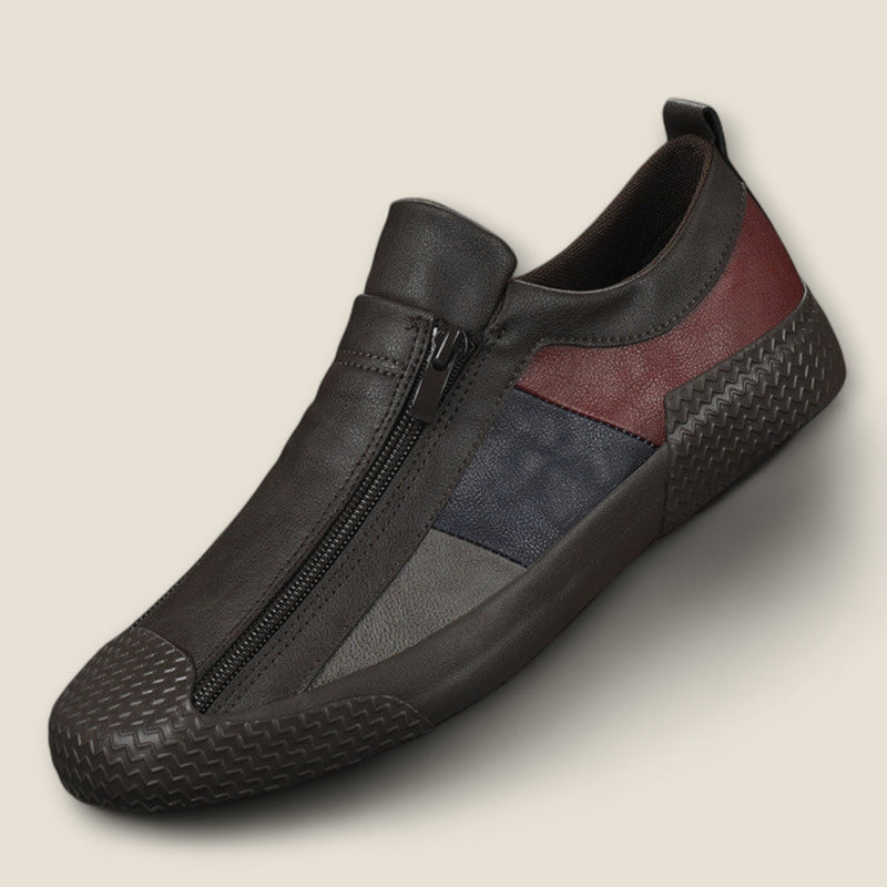 Lorenzo - Leather Slip-On Shoes with Panel Design