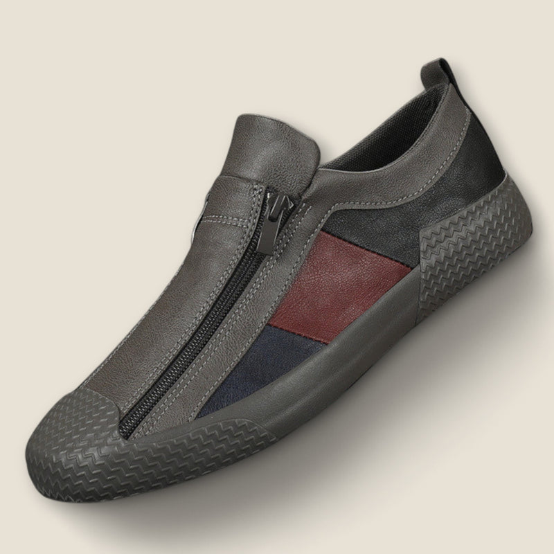 Lorenzo - Leather Slip-On Shoes with Panel Design