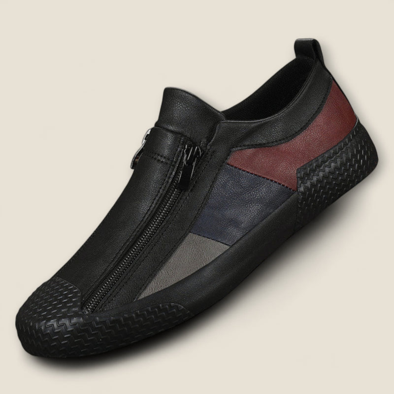 Lorenzo - Leather Slip-On Shoes with Panel Design