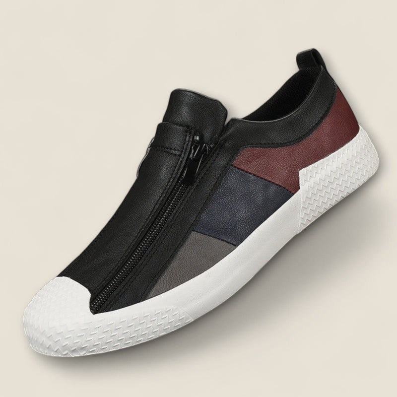 Lorenzo - Leather Slip-On Shoes with Panel Design