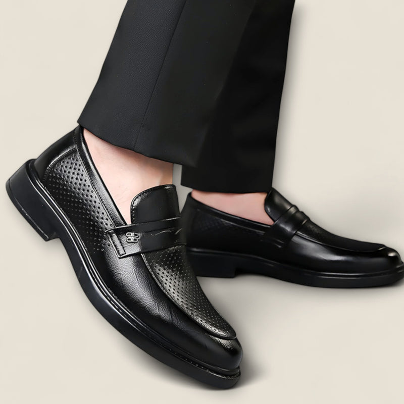 Leonardo - Perforated Leather Slip-On Shoes