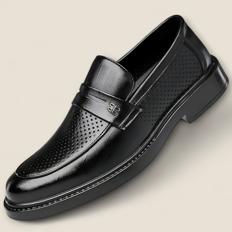 Leonardo - Perforated Leather Slip-On Shoes