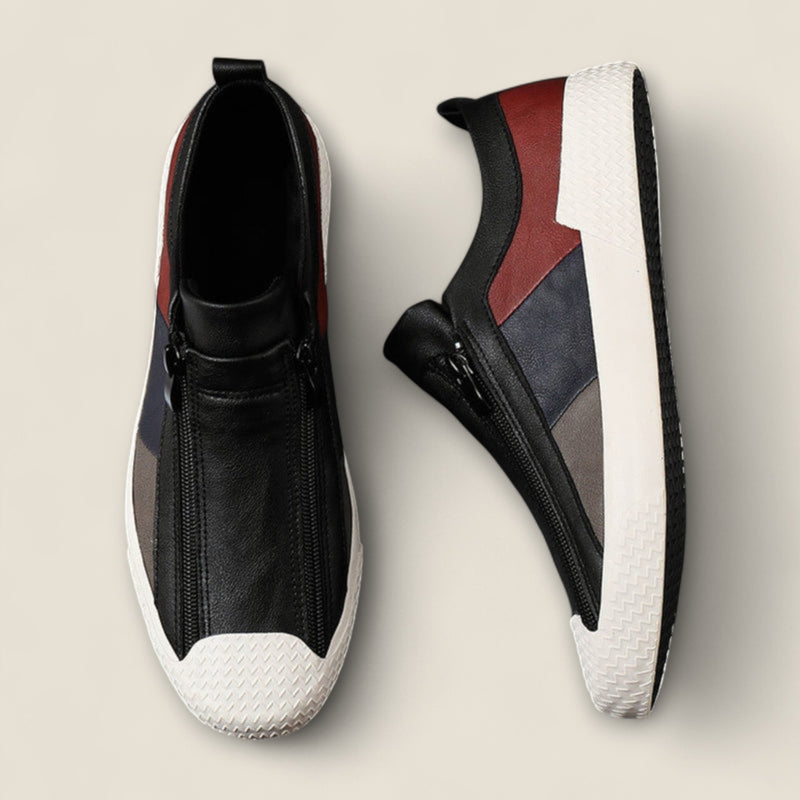 Lorenzo - Leather Slip-On Shoes with Panel Design