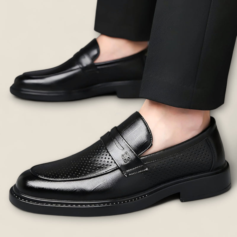 Leonardo - Perforated Leather Slip-On Shoes