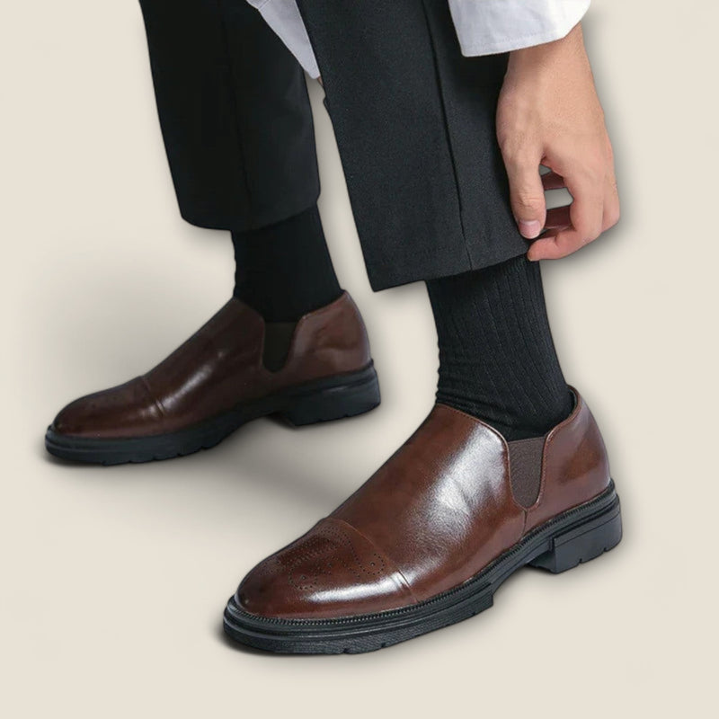 Alessio - Leather Loafers with Cap-Toe Design