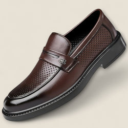 Leonardo - Perforated Leather Slip-On Shoes