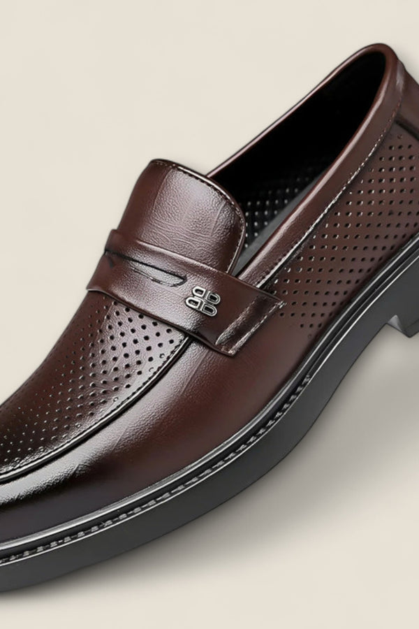 Leonardo - Perforated Leather Slip-On Shoes