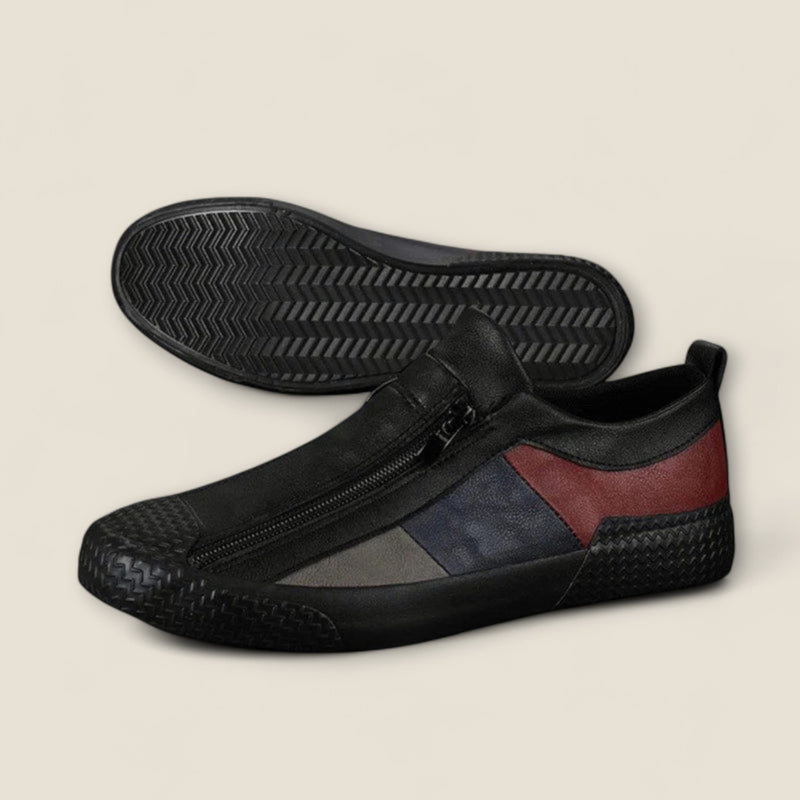 Lorenzo - Leather Slip-On Shoes with Panel Design