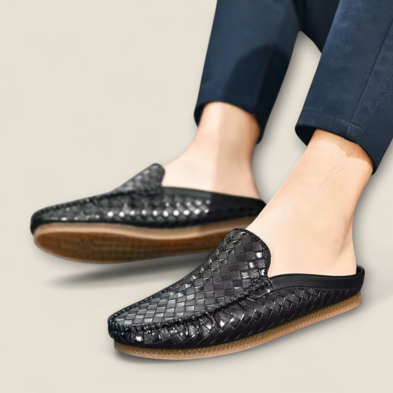 Enzo - Braided Leather Slide Sandals