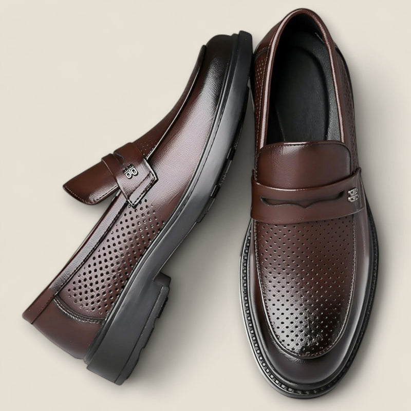 Leonardo - Perforated Leather Slip-On Shoes