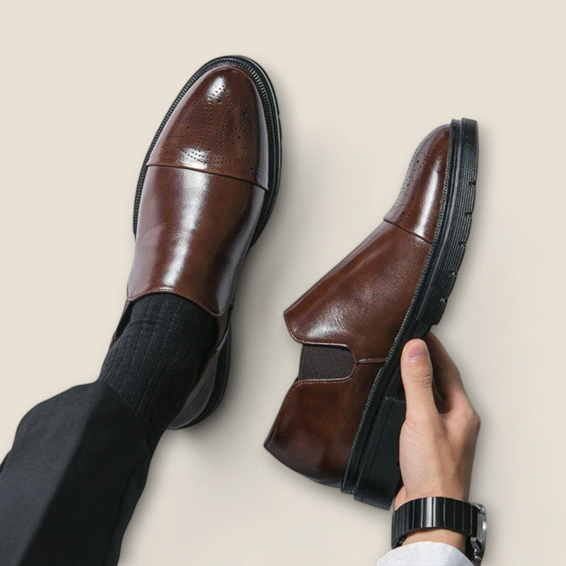 Alessio - Leather Loafers with Cap-Toe Design