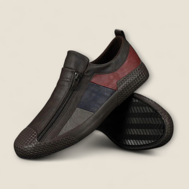 Lorenzo - Leather Slip-On Shoes with Panel Design