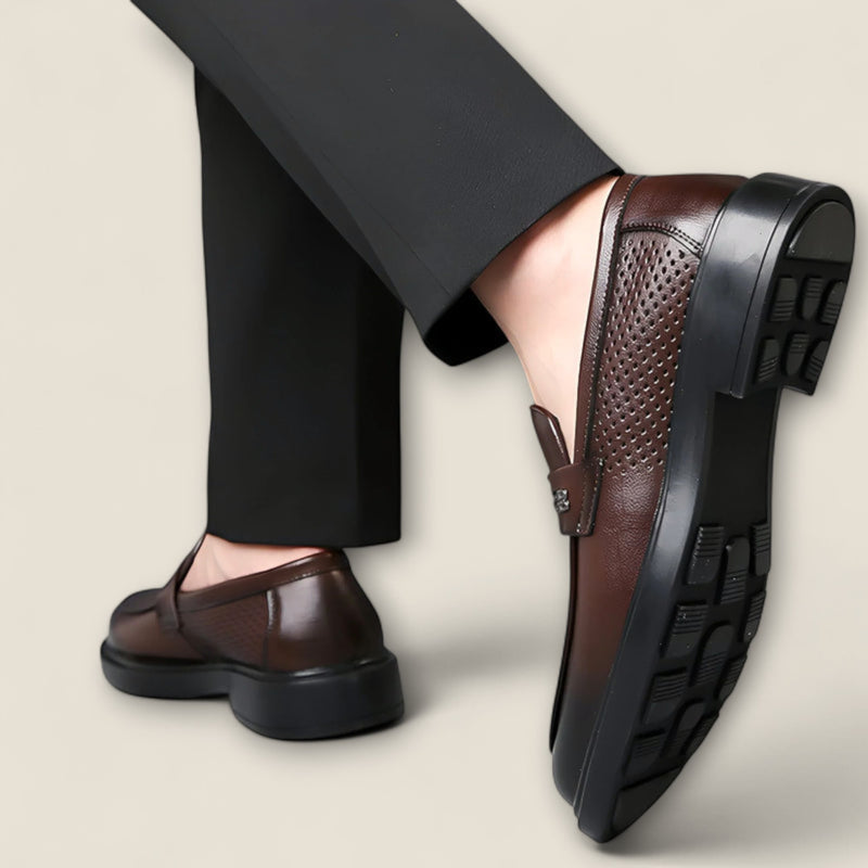 Leonardo - Perforated Leather Slip-On Shoes