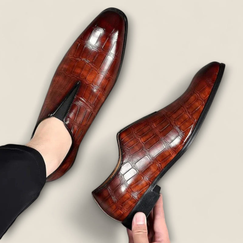 Salvatore - Embossed Leather Loafers