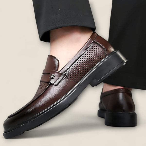 Leonardo - Perforated Leather Slip-On Shoes