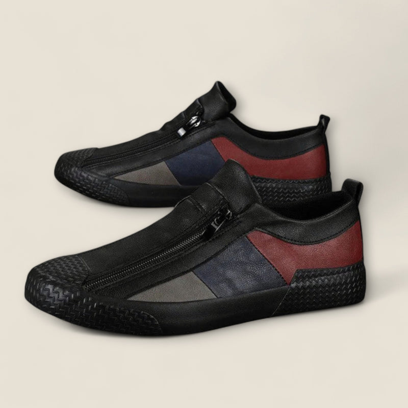 Lorenzo - Leather Slip-On Shoes with Panel Design