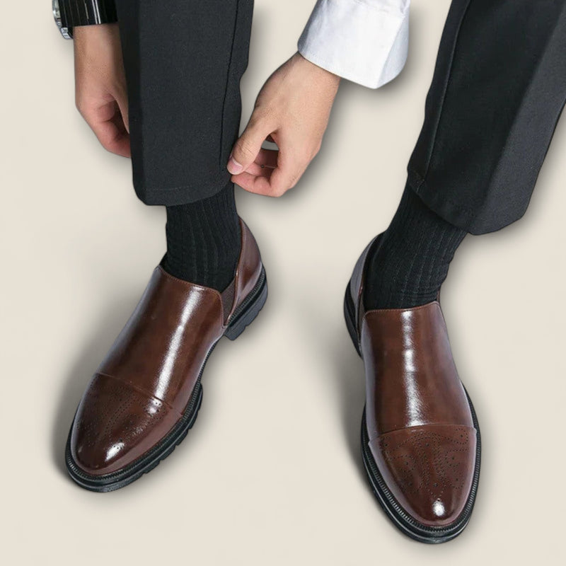 Alessio - Leather Loafers with Cap-Toe Design