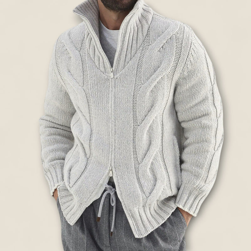 Stefano - Cable Knit Zip-Up Jacket