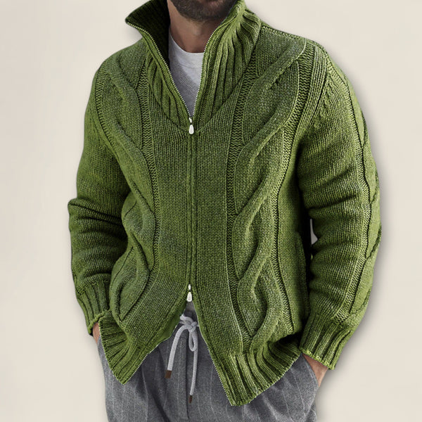 Stefano - Cable Knit Zip-Up Jacket