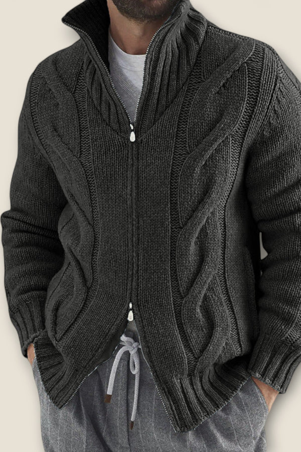 Stefano - Cable Knit Zip-Up Jacket