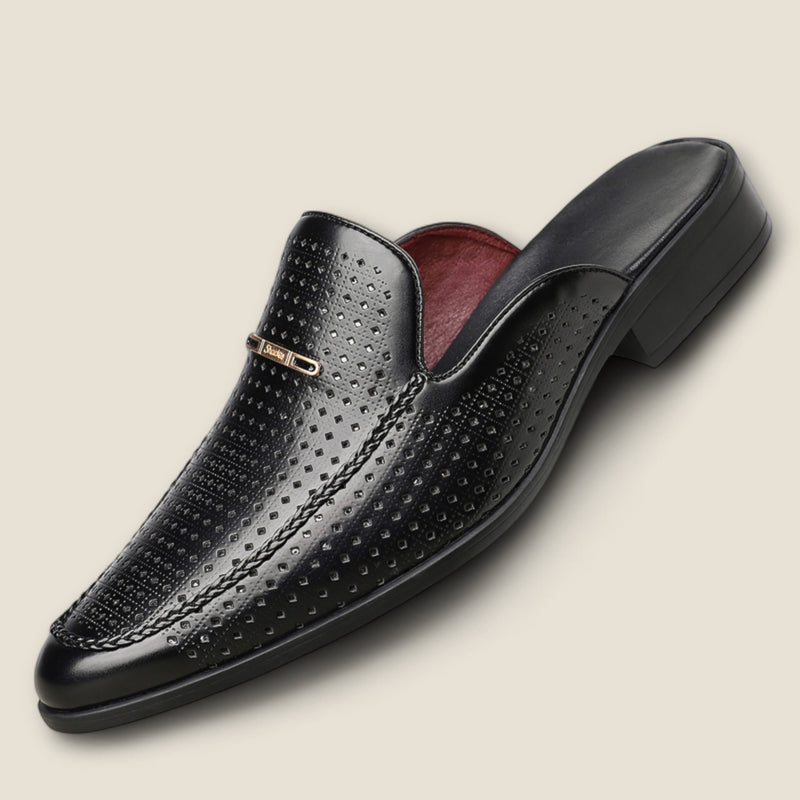 Giovanni - Perforated Leather Slip-On Mules