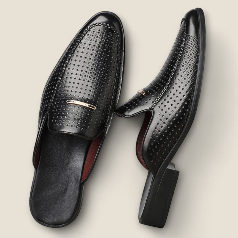 Giovanni - Perforated Leather Slip-On Mules
