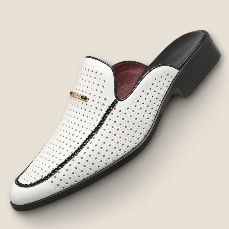 Giovanni - Perforated Leather Slip-On Mules