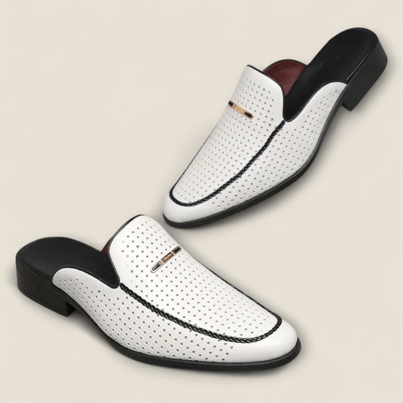 Giovanni - Perforated Leather Slip-On Mules
