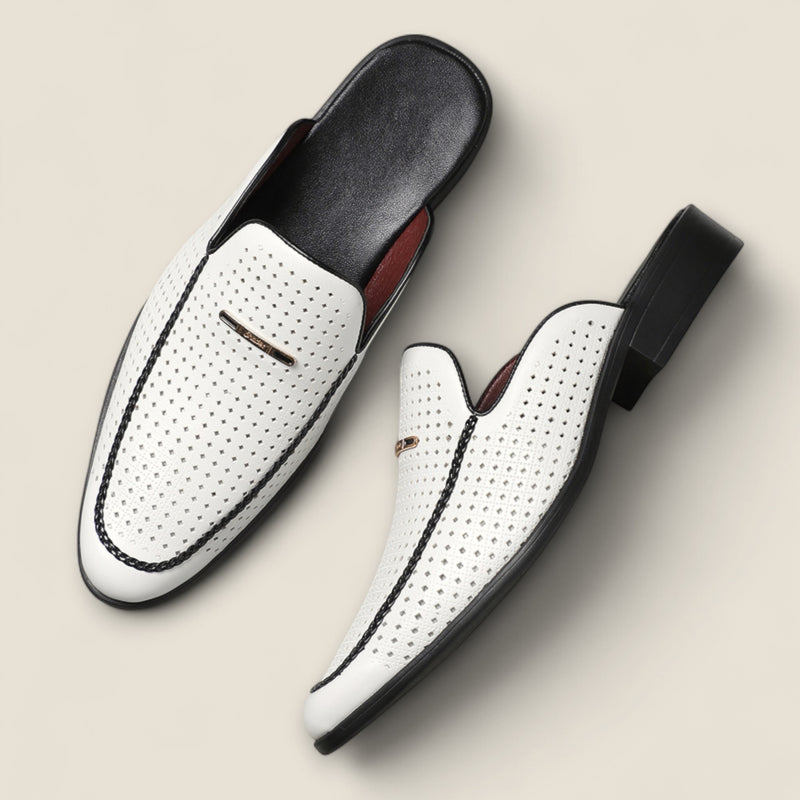 Giovanni - Perforated Leather Slip-On Mules