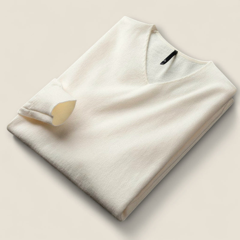 Alessio - V-Neck Sweater in Wool-Cashmere Blend