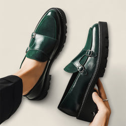 Tiziano - Leather Loafers with Dual Monk Strap