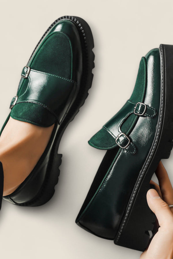 Tiziano - Leather Loafers with Dual Monk Strap