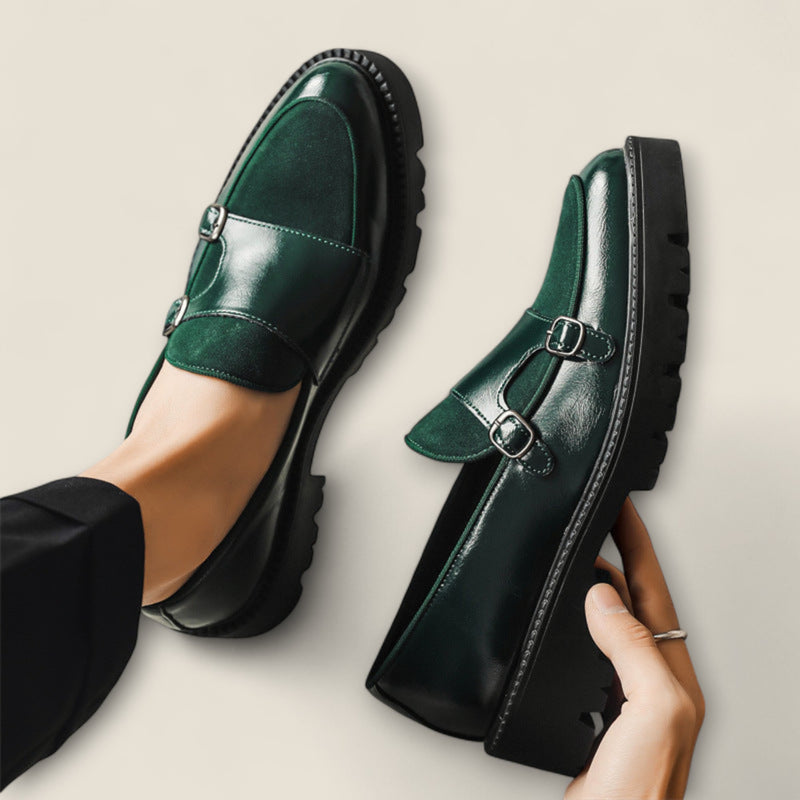 Tiziano - Leather Loafers with Dual Monk Strap