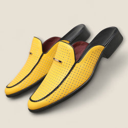 Giovanni - Perforated Leather Slip-On Mules