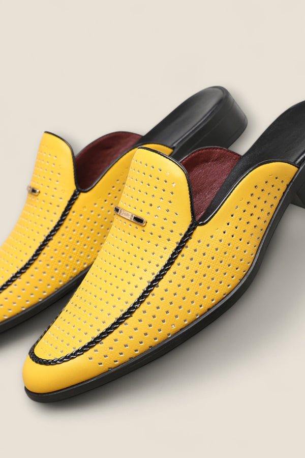 Giovanni - Perforated Leather Slip-On Mules