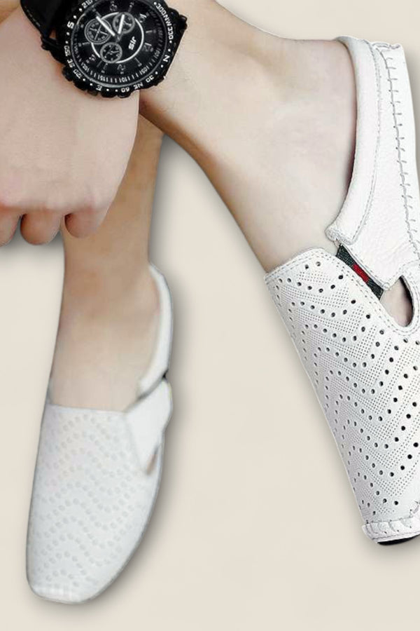 Giulio - Perforated Leather Slide Sandals
