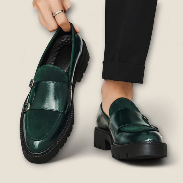 Tiziano - Leather Loafers with Dual Monk Strap